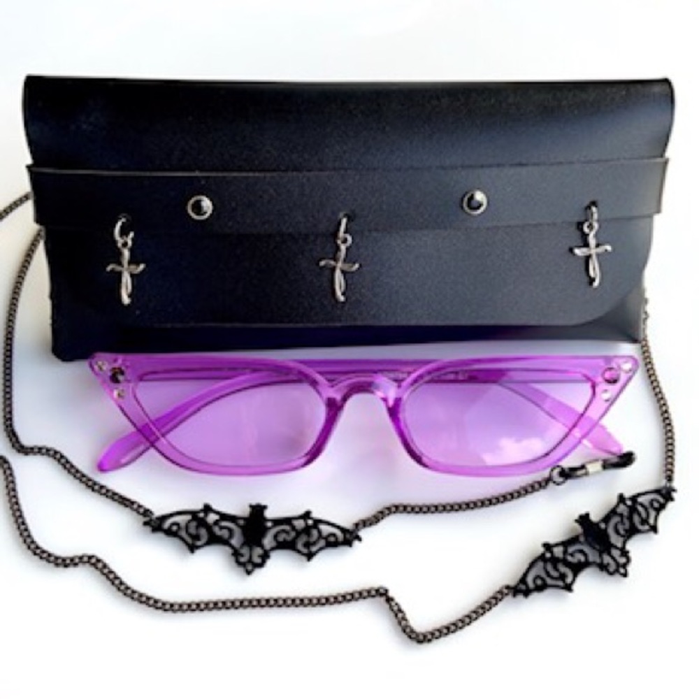 sunglasses purple frame with Swarovski crystals